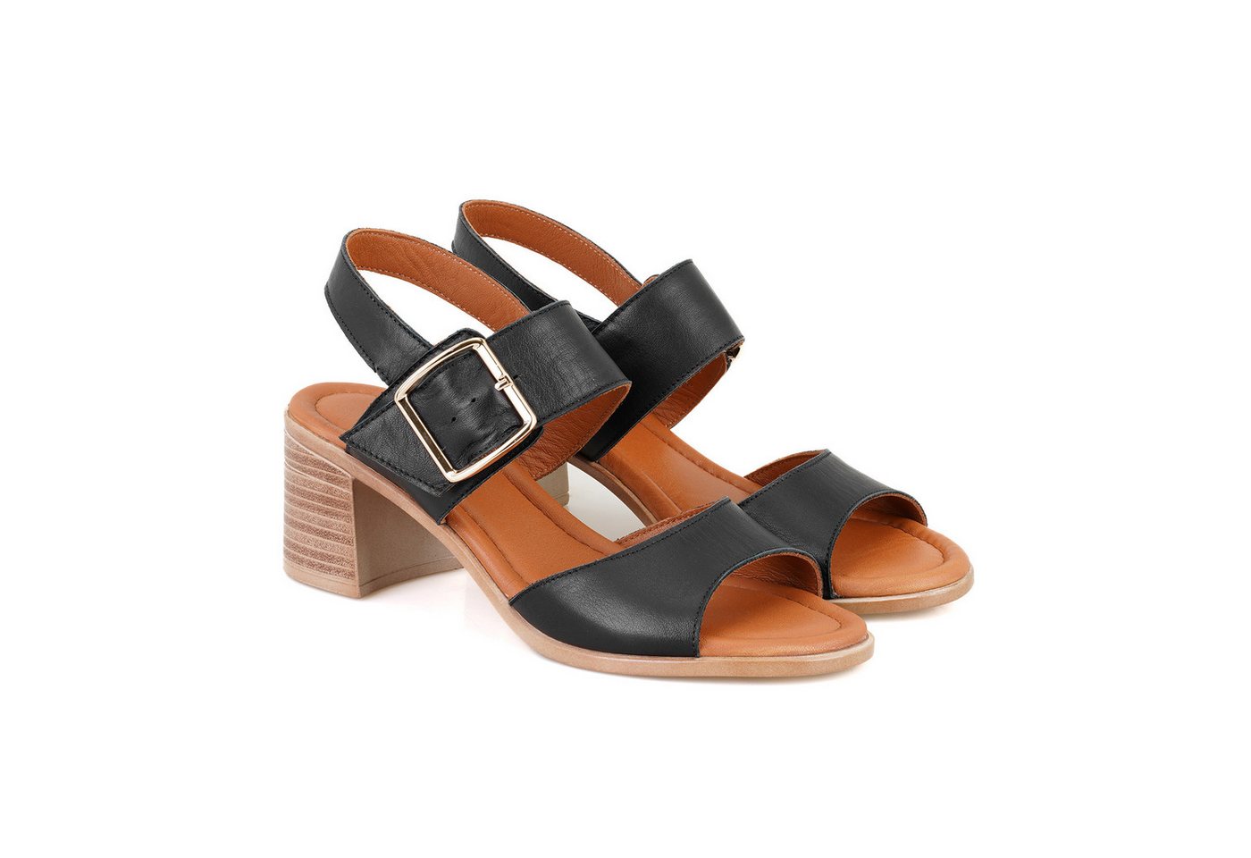 Desa Damen-Ledersandalen – Blockabsatz, Synthetiksohle, atmungsaktiv Slipper von Desa