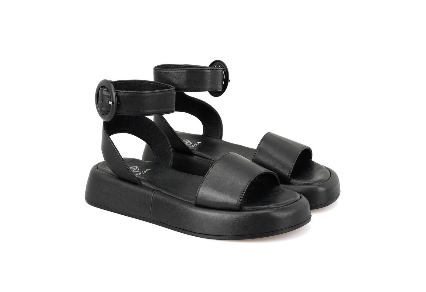 Desa Damen-Ledersandalen – Ledersohle, flacher Absatz, atmungsaktiv Slipper von Desa