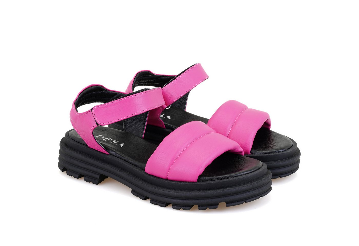 Desa Damen-Ledersandalen – Synthetiksohle, flacher Absatz, atmungsaktiv Slipper von Desa