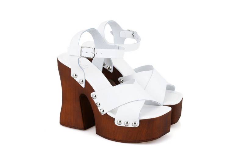 Desa Damen-Plateausandalen aus Kunstleder – Lederfutter, atmungsaktiv Slipper von Desa