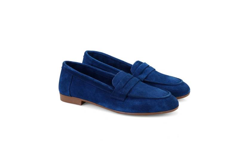 Desa Damen-Slipper aus Wildleder – Lederfutter, Synthetiksohle, flacher Ab Loafer von Desa