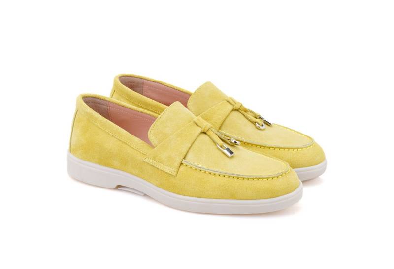 Desa Damen-Slipper aus Wildleder – Lederfutter, Synthetiksohle, flacher Ab Loafer von Desa