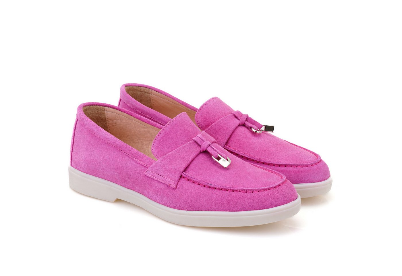 Desa Damen-Slipper aus Wildleder – Lederfutter, Synthetiksohle, flacher Ab Loafer von Desa