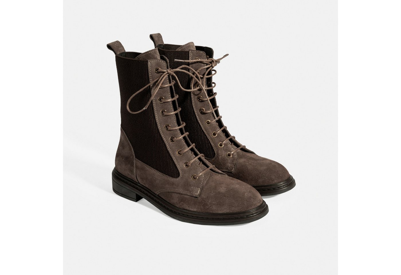 Desa Damen-Wildlederstiefel – Elastische Schnürsenkel, flacher Absatz, atm Stiefel von Desa