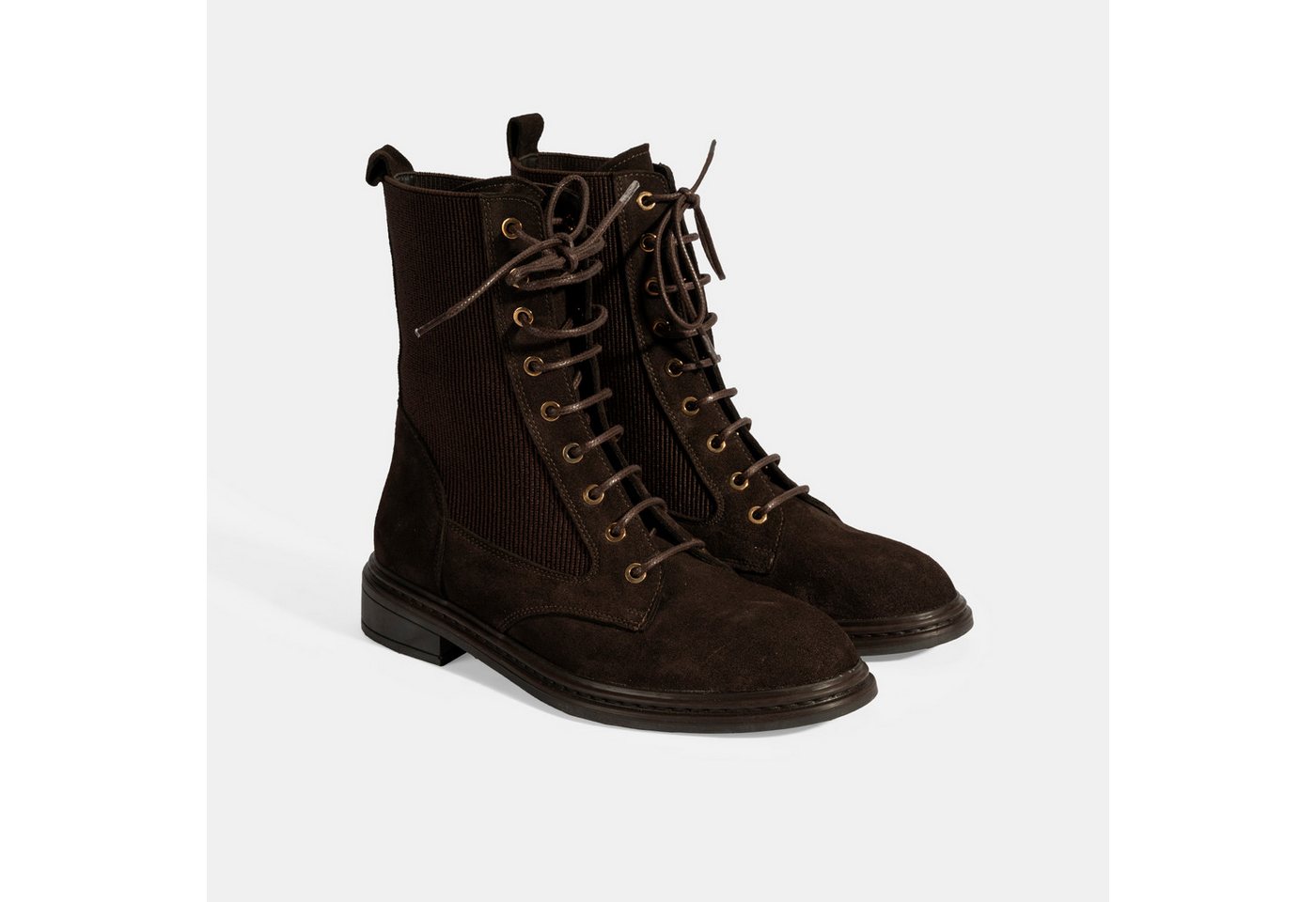 Desa Damen-Wildlederstiefel – Elastische Schnürsenkel, flacher Absatz, atm Stiefel von Desa