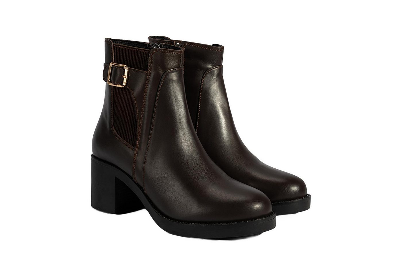 Desa Damen-Ankle-Boots – Echtleder, Blockabsatz, Reißverschluss, atmungsak Stiefel von Desa