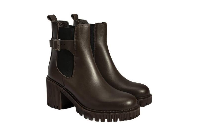 Desa Damen-Ankle-Boots aus Leder – Flacher Absatz, elastische Schnürsenkel Stiefel von Desa