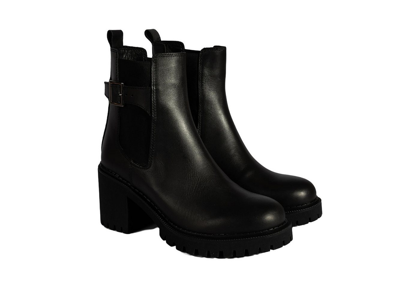 Desa Damen-Ankle-Boots aus Leder – Flacher Absatz, elastische Schnürsenkel Stiefel von Desa