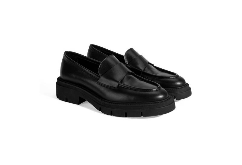 Desa Damen-Lederpantoletten – Blockabsatz, Kunstlederfutter, atmungsaktiv, Loafer von Desa