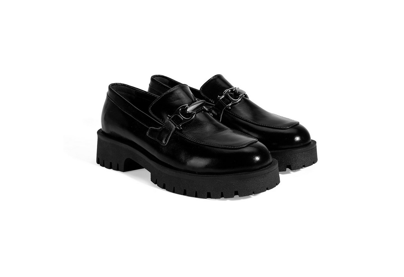 Desa Damen-Loafer – Lackleder, Metalldetails, flacher Absatz, atmungsaktiv Loafer von Desa