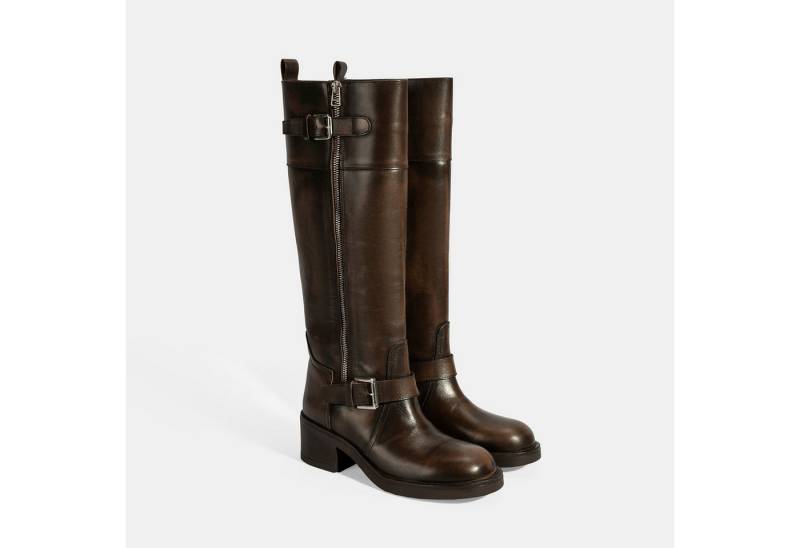 Desa Desa Damen-Overknee-Stiefel – Obermaterial aus Leder, Reißverschluss, Stiefel von Desa