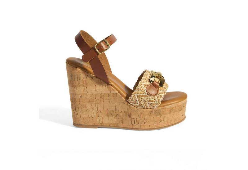 Desa Desa Damen-Sandalen – Obermaterial und Futter aus Leder, Keilabsatz, S Slipper von Desa