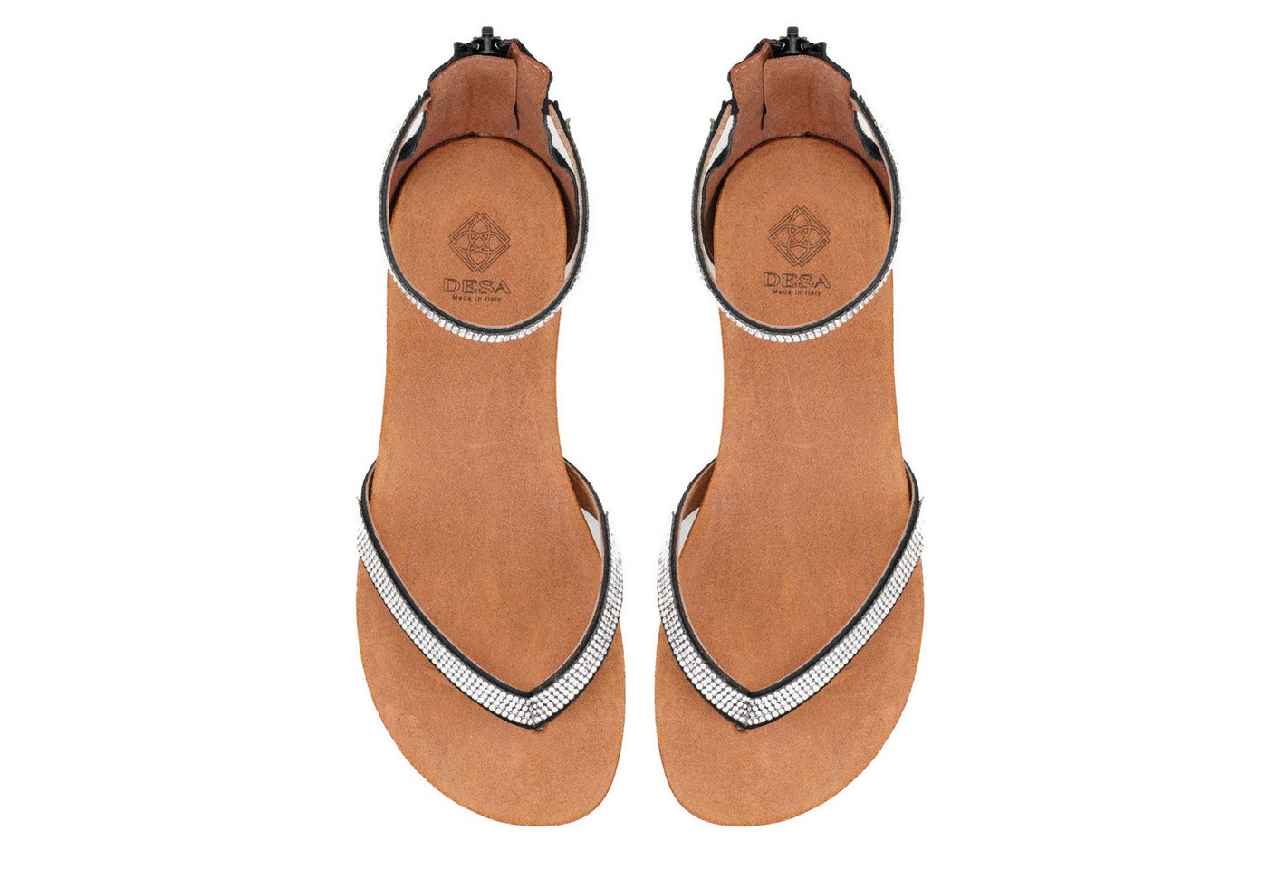 Desa Desa Damen-Sandalen aus Polyurethan – Synthetiksohle, flacher Absatz, Slipper von Desa