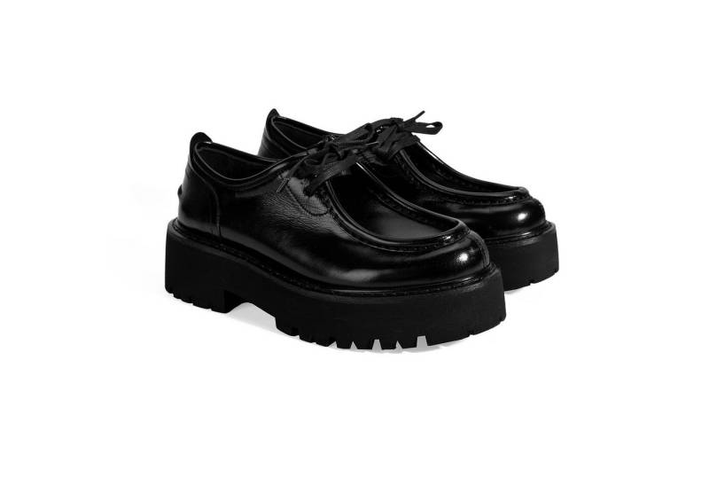 Desa Damen-Schnürschuhe aus Lackleder – mittelhoher flacher Absatz, atmung Loafer von Desa