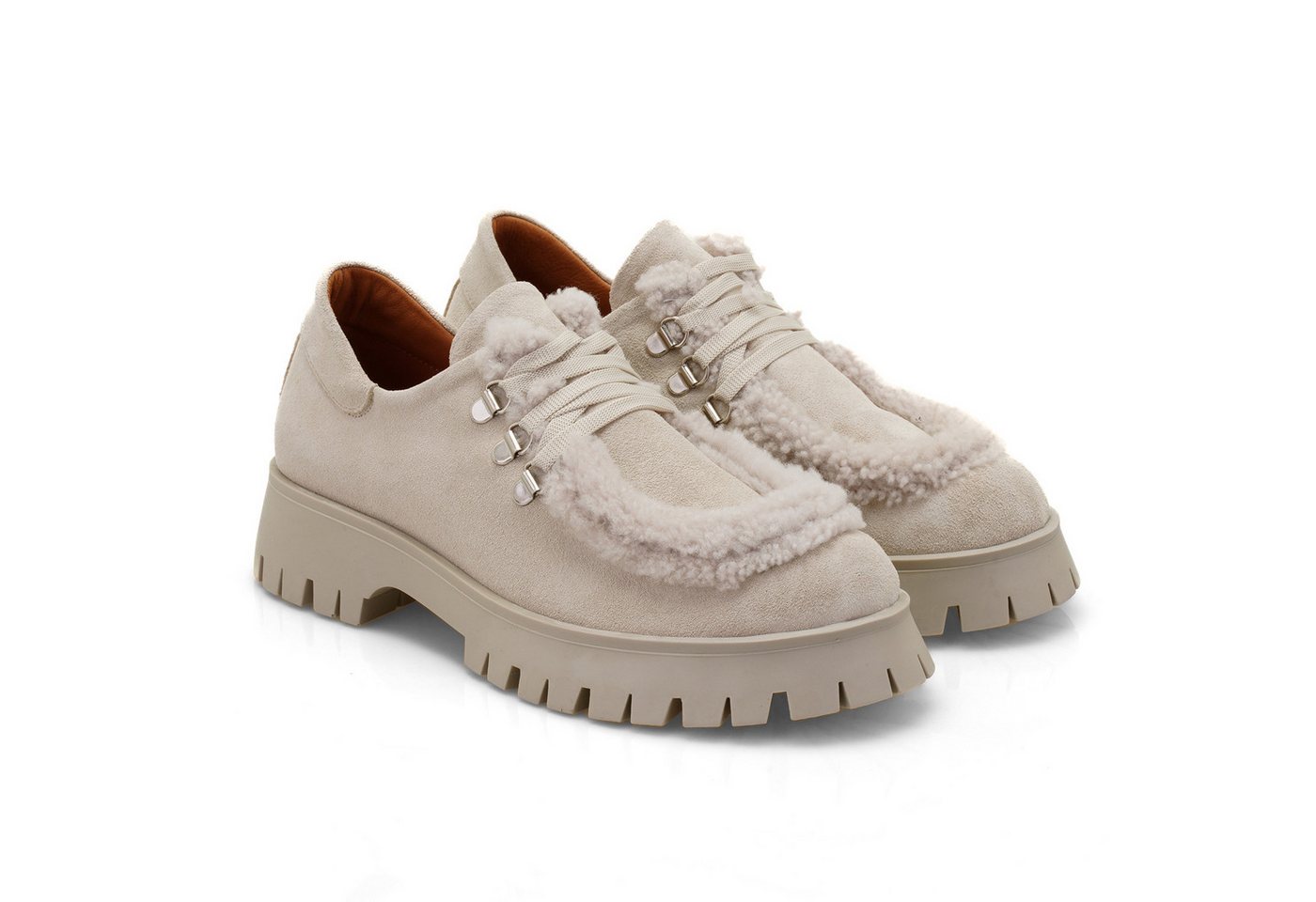 Desa Damen-Schnürschuhe aus Leder – Kunststoffsohle, flacher Absatz Loafer von Desa