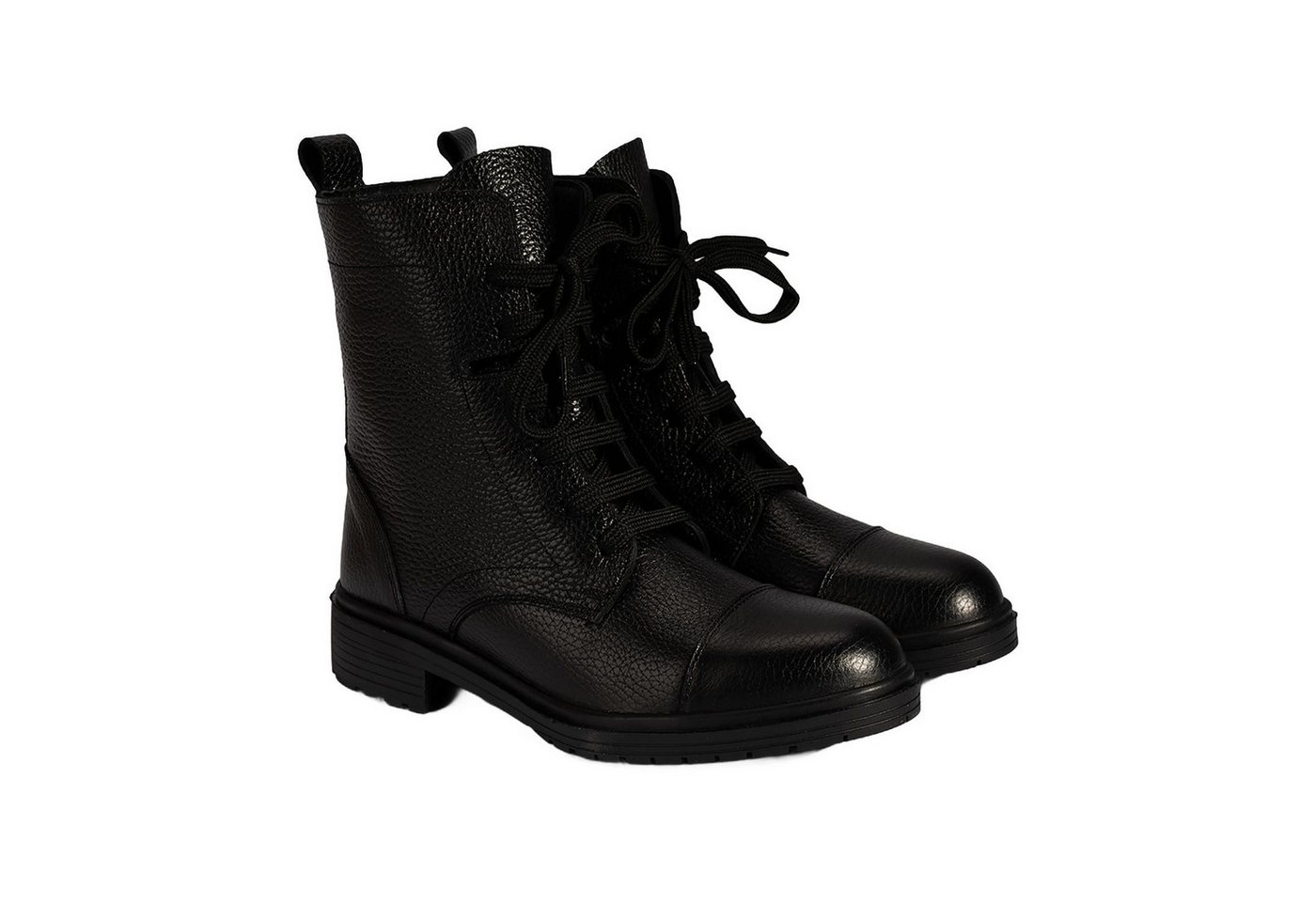 Desa Damen-Schnürstiefel – Obermaterial Leder, Textilfutter, 3,5 cm flache Stiefel von Desa