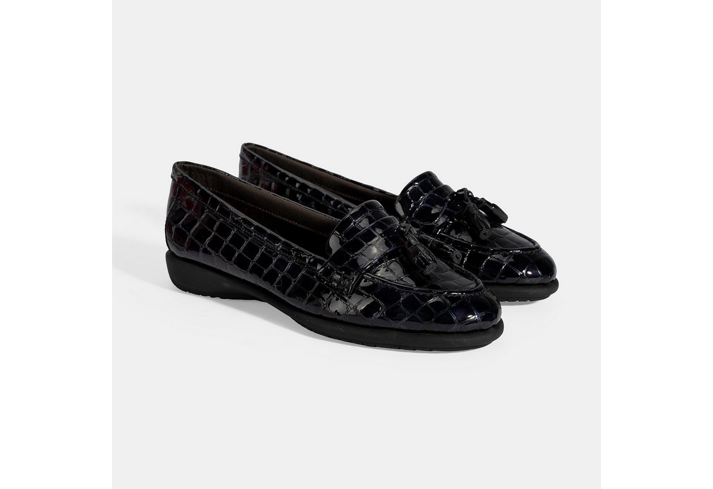 Desa Damen-Slipper – Obermaterial aus Lackleder, Quastenverzierung, zum Hi Loafer von Desa