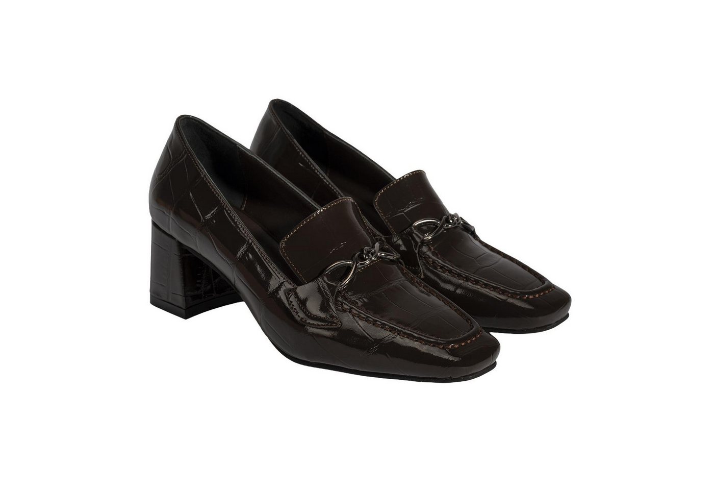 Desa Damen-Slipper – Obermaterial aus Leder, Animal-Print, Blockabsatz, at Loafer von Desa