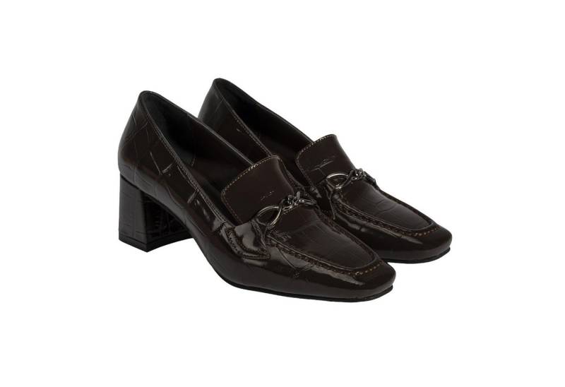 Desa Damen-Slipper – Obermaterial aus Leder, Animal-Print, Blockabsatz, at Loafer von Desa