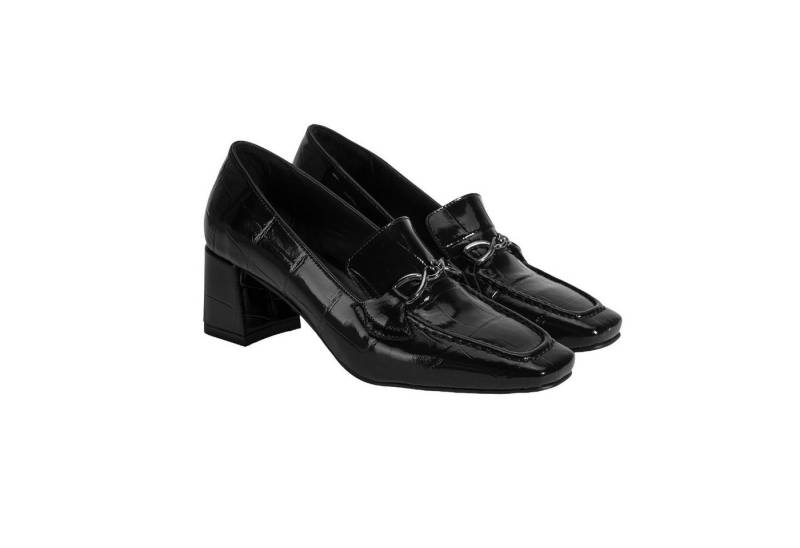 Desa Damen-Slipper – Obermaterial aus Leder, Animal-Print, Blockabsatz, at Loafer von Desa