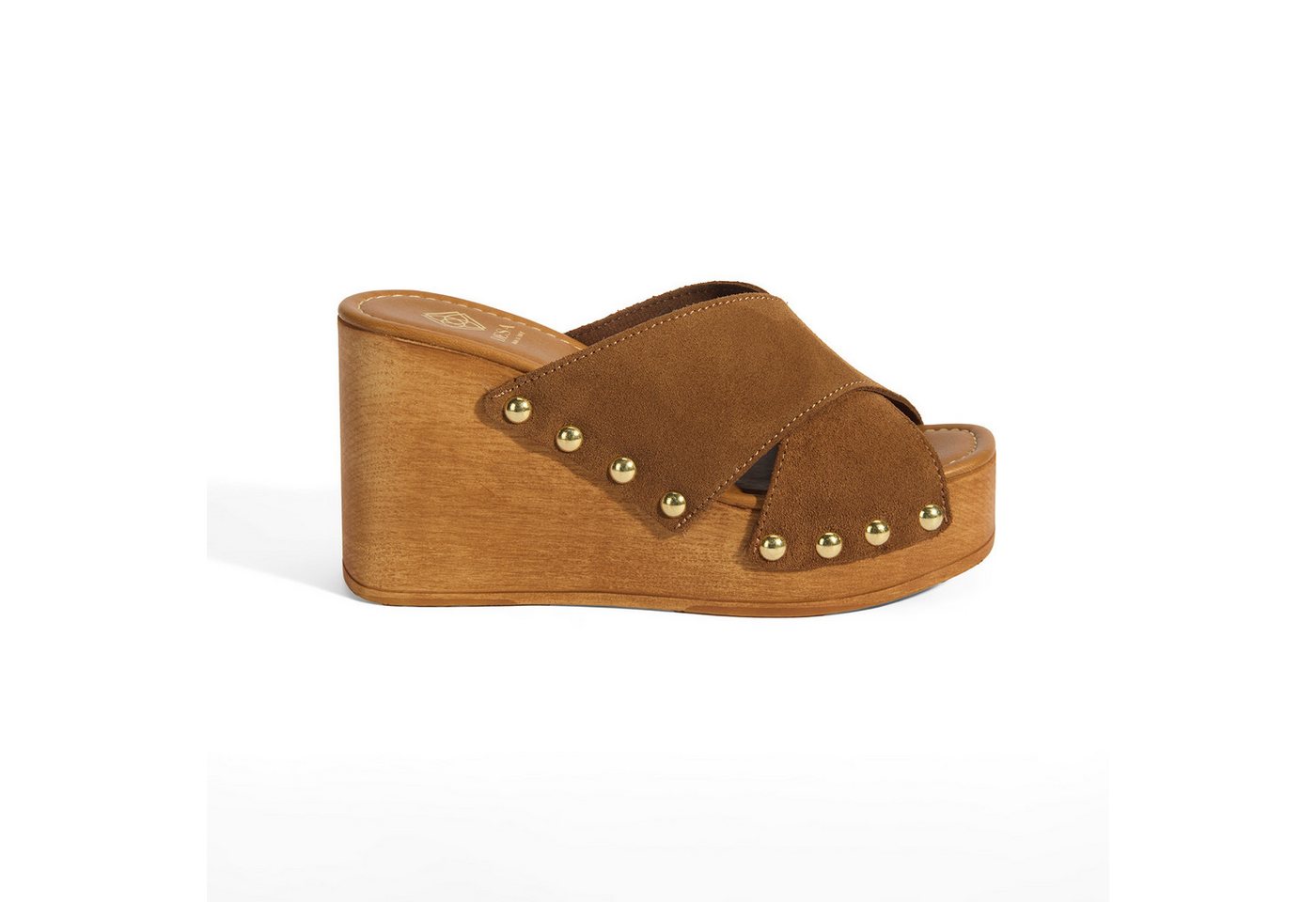 Desa Damen-Slipper – Obermaterial aus Wildleder, Lederfutter, Keilabsatz, Slipper von Desa