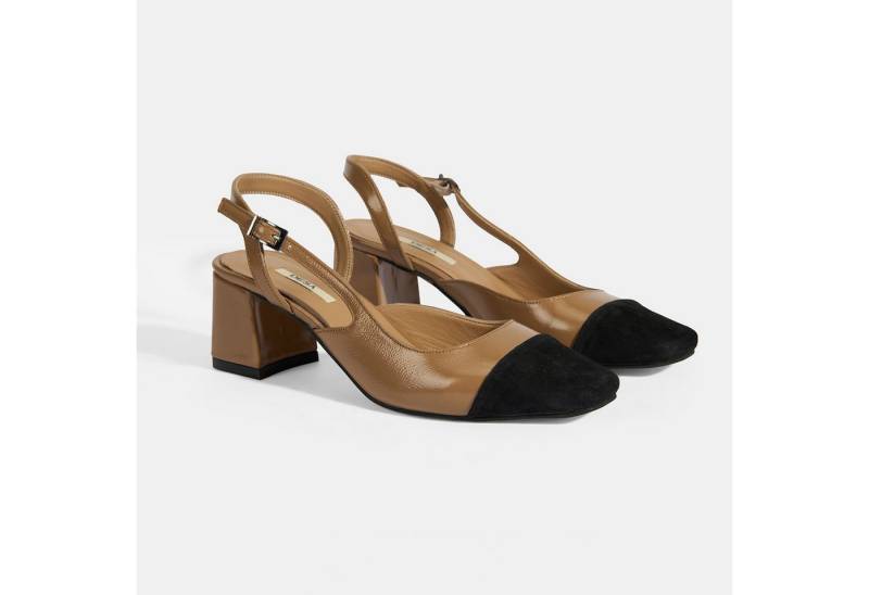 Desa Damen-Slipper aus Lackleder – Blockabsatz, Schnallenverschluss Loafer von Desa