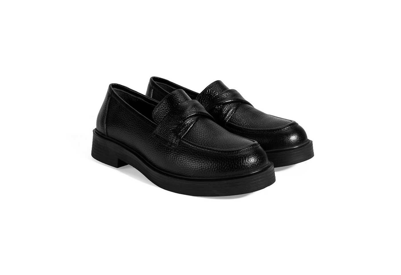 Desa Damen-Slipper aus Leder – Flacher Absatz, profilierte Sohle, atmungsa Loafer von Desa