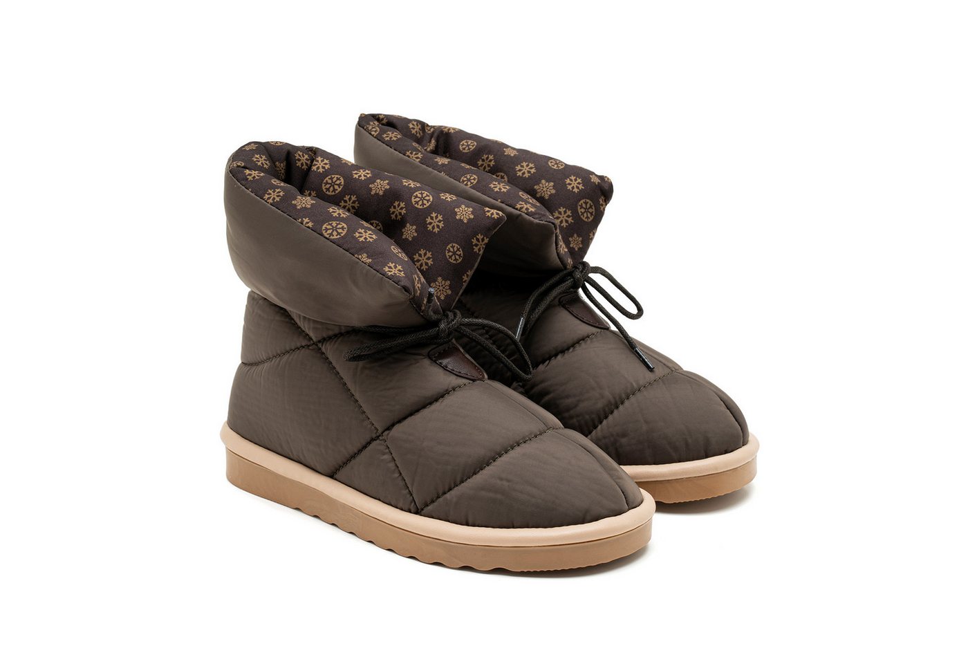 Desa Damen-Winterstiefel aus Textil – Kunststoffsohle, flacher Absatz Stiefel von Desa