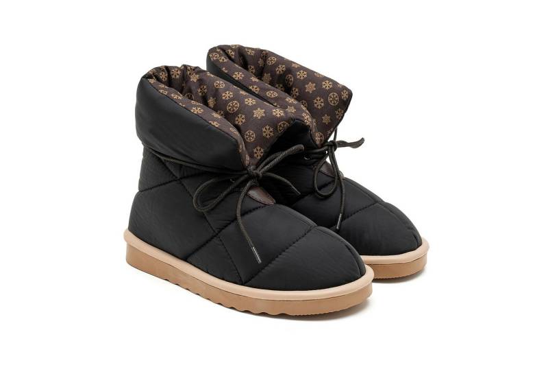 Desa Damen-Winterstiefel aus Textil – Kunststoffsohle, flacher Absatz Stiefel von Desa