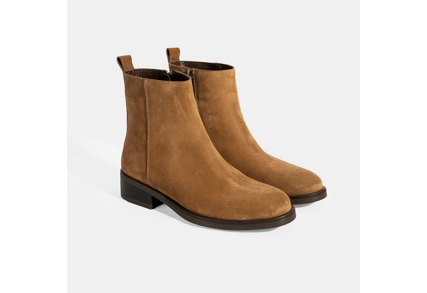 Desa Desa Damenstiefel – Obermaterial aus Wildleder, Reißverschluss, flache Stiefel von Desa