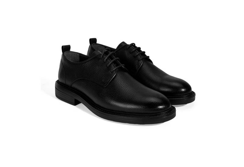 Desa Herren-Derbyschuhe aus Leder – Schwarze Schnürschuhe, Lederfutter, fl Loafer von Desa