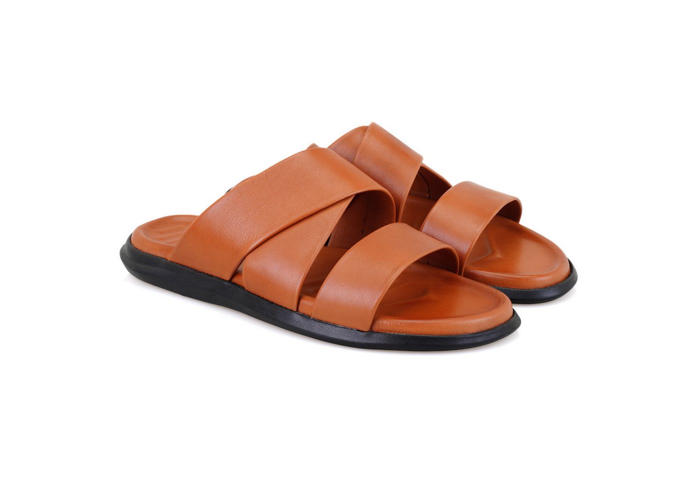 Desa Herren-Lederpantoffeln – Synthetiksohle, flacher Absatz Slipper von Desa