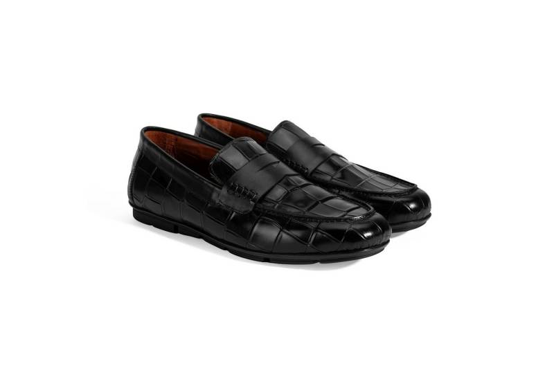 Desa Herren-Lederslipper – Krokodilmuster, flacher Absatz, atmungsaktiv Loafer von Desa