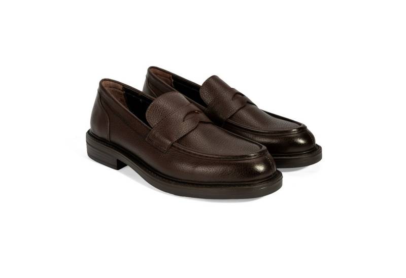 Desa Herren-Lederslipper – Mokassin-Stil, runde Zehenpartie, flacher Absat Loafer von Desa