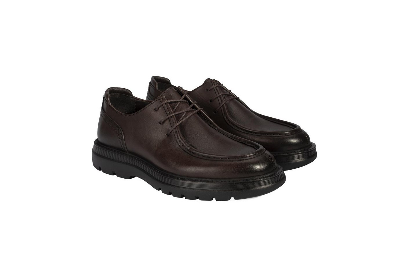 Desa Herren-Schnürschuhe aus Leder – Runde Zehenpartie, flacher Absatz, at Loafer von Desa