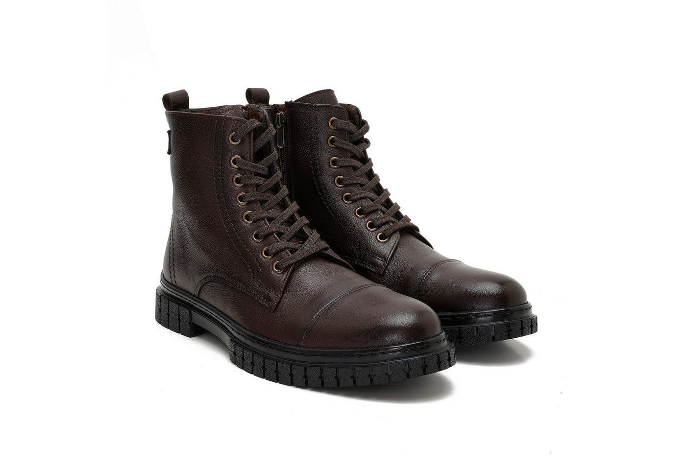 Desa Herren-Schnürstiefel aus Leder – Textilfutter, Kunststoffsohle, flach Stiefel von Desa