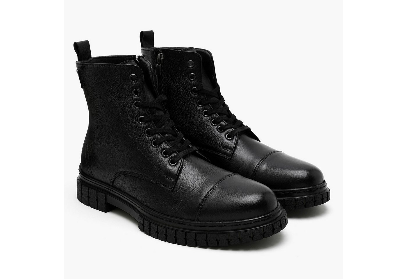 Desa Herren-Schnürstiefel aus Leder – Textilfutter, Kunststoffsohle, flach Stiefel von Desa