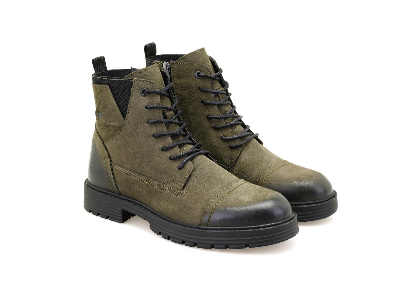 Desa Herren-Schnürstiefel aus Leder – Warmes Futter, Kunststoffsohle, flac Stiefel von Desa