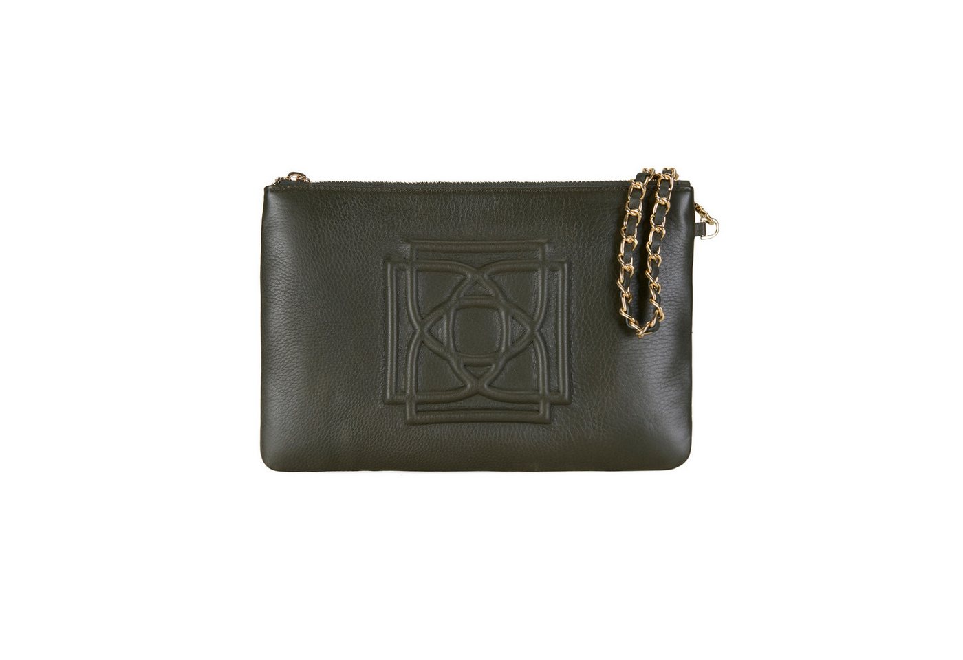 Desa Handtasche Damen-Lederhandtasche – Reißverschluss, Kettenriemen, Polyesterfutter von Desa