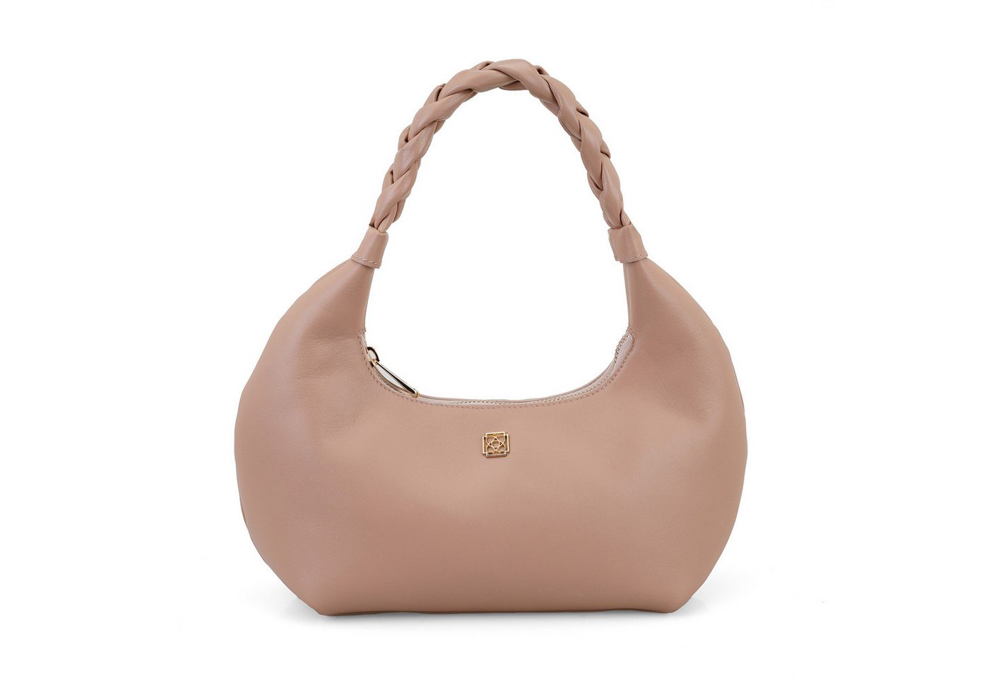 Desa Handtasche Damen-Lederhandtasche – Reißverschluss, geflochtener Henkel von Desa