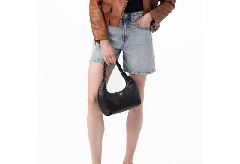 Desa Handtasche Damen-Lederhandtasche – Reißverschluss, geflochtener Henkel von Desa