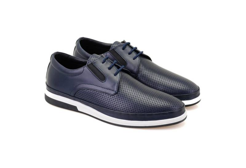 Desa Herren-Freizeitschuhe aus Leder mit Schnürung – Ledersohle, flacher A Loafer von Desa