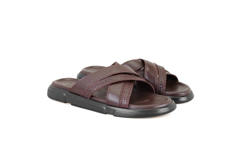 Desa Herren-Lederpantoffeln – Synthetiksohle, flacher Absatz, atmungsaktiv Slipper von Desa