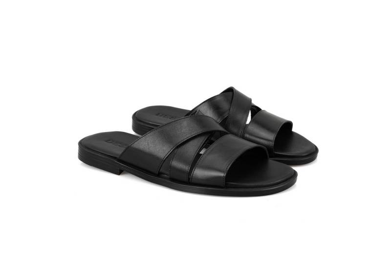 Desa Herren-Lederpantoffeln – Synthetiksohle, flacher Absatz, atmungsaktiv Slipper von Desa