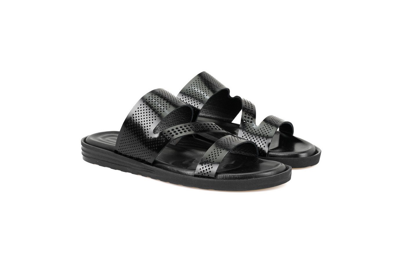 Desa Herren-Ledersandalen – Synthetiksohle, flacher Absatz, atmungsaktiv Slipper von Desa