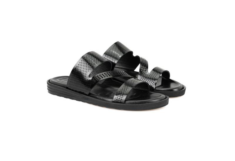 Desa Herren-Ledersandalen – Synthetiksohle, flacher Absatz, atmungsaktiv Slipper von Desa