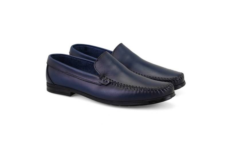 Desa Herren-Lederslipper – Gummisohle, flacher Absatz, atmungsaktiv Loafer von Desa