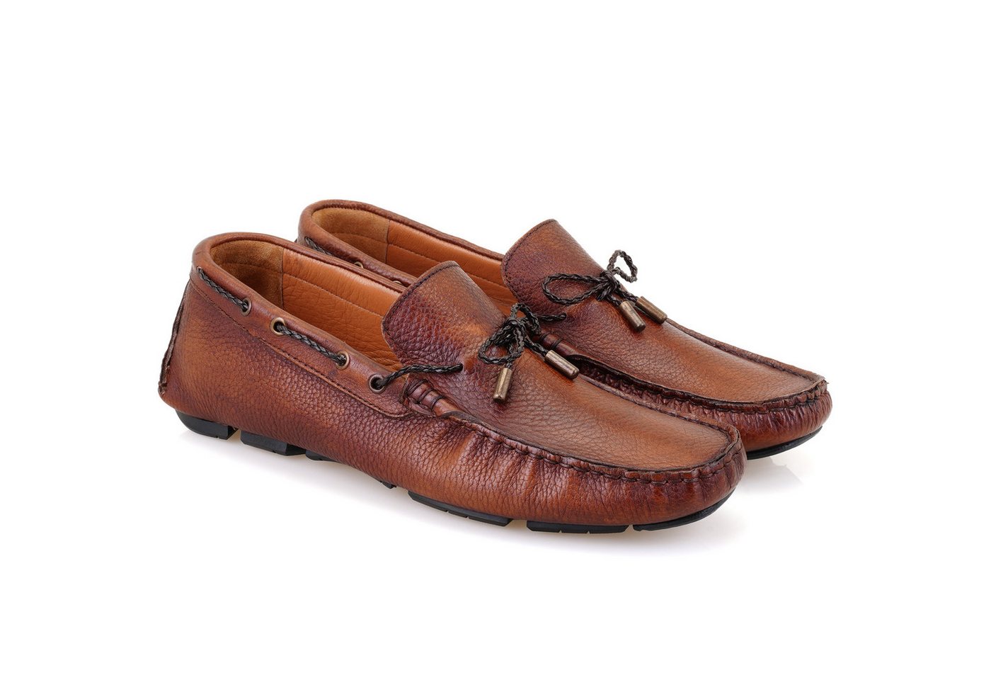 Desa Herren-Lederslipper – Ledersohle, flacher Absatz Loafer von Desa