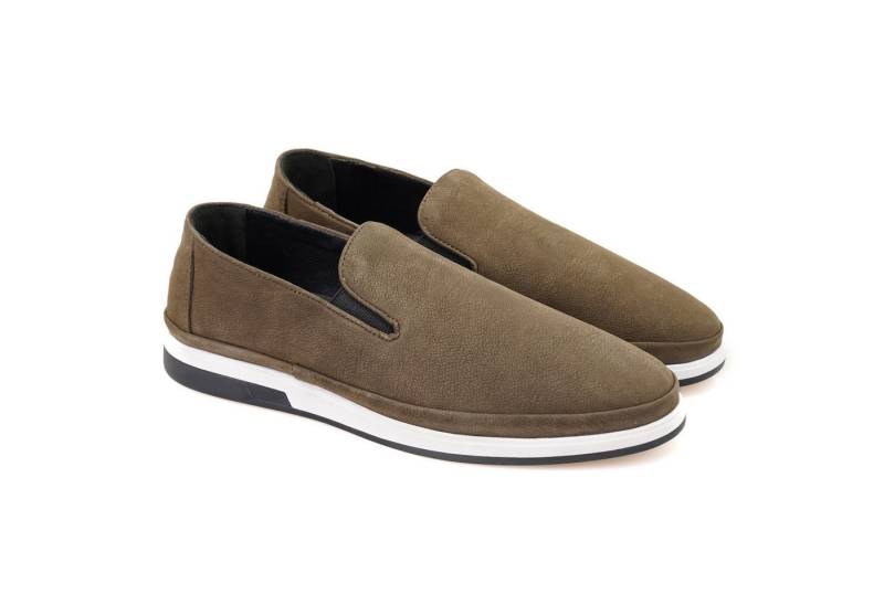 Desa Herren-Lederslipper – Synthetiksohle, flacher Absatz Loafer von Desa