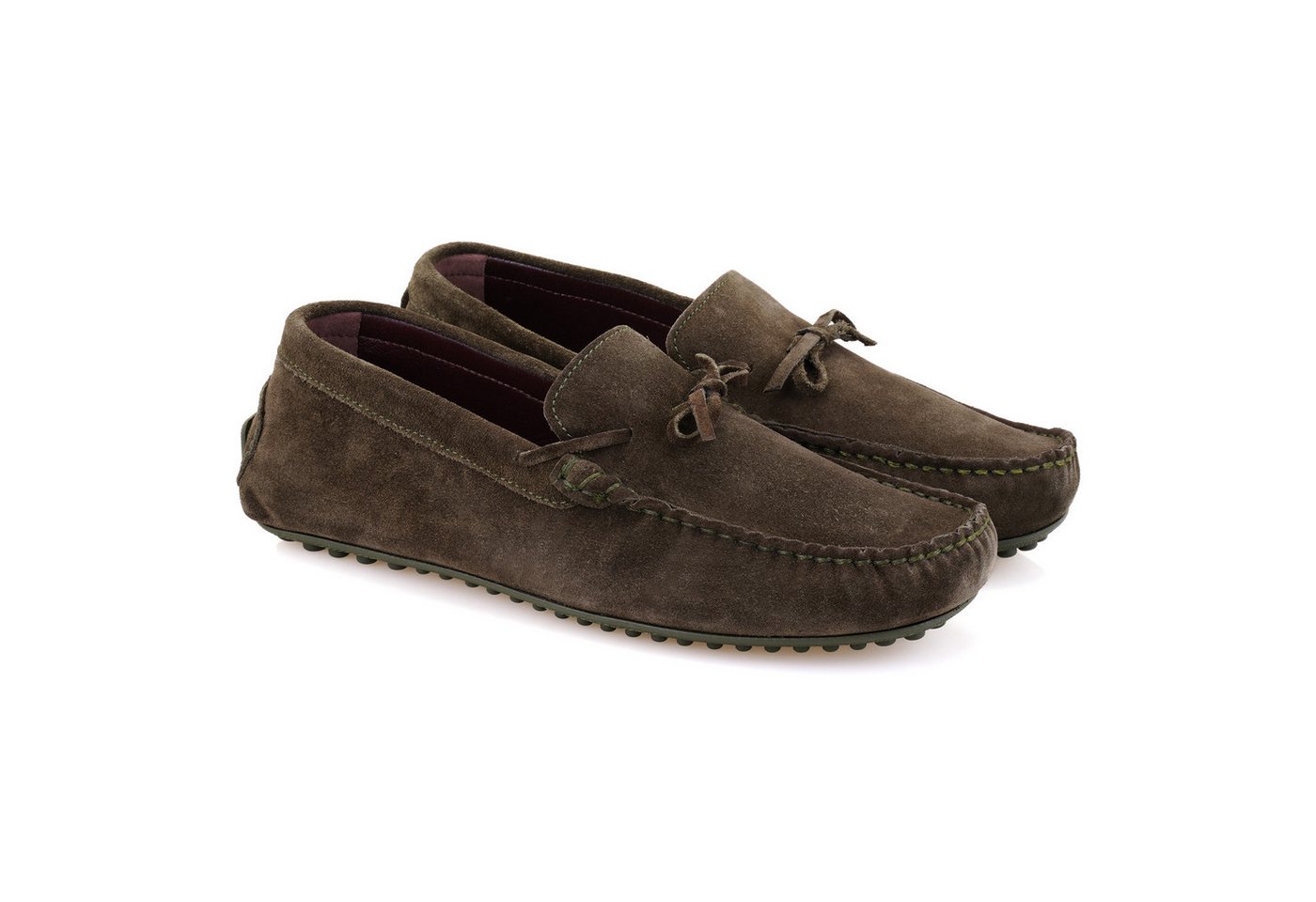 Desa Herren-Slipper aus Wildleder – Lederfutter, Ledersohle, flacher Absat Loafer von Desa